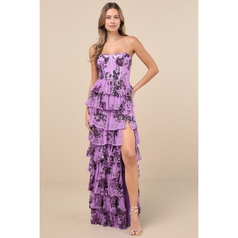 Lulus Sequin Bustier Maxi Dress